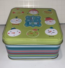 Seasonal Packaging Christmas Holiday Let It Snow Snowman Tin  4x4x3 picture