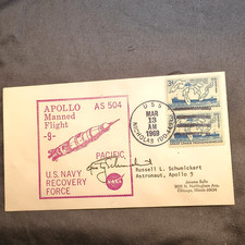 Apollo 9 Splashdown Cover USS Nicholas MAR 13 1969 Signed Rusty Schweickart picture