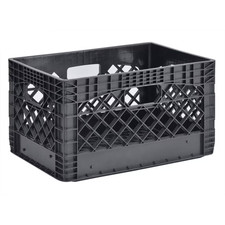 Juggernaut Storage 24QT Plastic Heavy-Duty Milk Crate, Black  picture