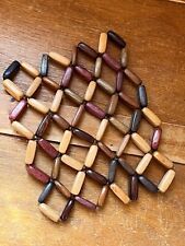 Handmade Dyed Wood Rounded Rectangle Criss Cross Hot Pad – 8 x 6.25 inches  – picture
