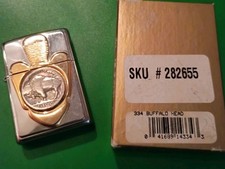 Vintage Zippo #334 Buffalo Head Nickel & Arrowhead Lighter 1990's E~XV USED  picture