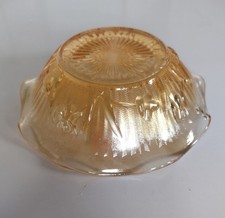 Vintage Jeanette Glass Iris Herringbone Peach Luster Amber Fruit/Salad Bowl 5.5