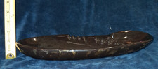 Vintage California Pottery Long Freeform Ashtray Glossy Brown Gold MCM 13 Inch picture