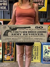 Antique Vintage Old Style Sign Colt Army 45 29x12 Made in USA picture