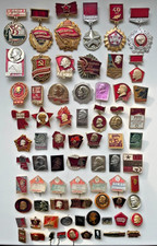 Vintage USSR Lenin Pin Collection Lot 72 Pcs Soviet Propaganda Badges Komsomol picture