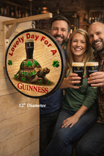 Guinness Irish Pub Sign - Double Sided - 12 inch dia. Includes Wooded Bracket picture