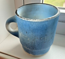 Vintage Anchor Hocking Fire King Blue Coffee Mug C Handle rare color well loved picture