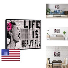 Wieco Art Banksy Life is Beautiful Canvas Print Black Frame BANKSY-2-5060-BF picture