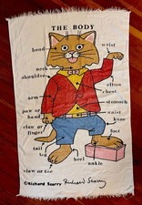 Rare Vintage Richard Scarry Wall Hanging Towel Huckle Cat 50s 60s New York Made picture