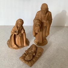 ANRI Hand Carved Wood 3 Piece Nativity Holy Family BABY JESUS MARY JOSEPH ITALY picture