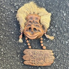 Shrunken Head Tiki Bar Voodoo Plaque - Gothic Wall Decor Vintage 60s 70s Tsanta picture