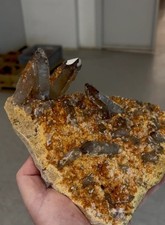 Very Impressive and Colorful Orange Spessartine Garnet with Smoky Quartz – Large picture