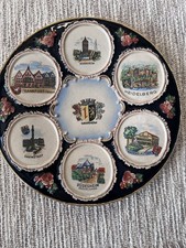 Vintage Germany Souvenir Plate Mannheim Frankfurt Heidelberg Darmstadt Rudesheim picture