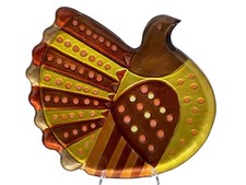 Lori Siebert For Silvestri Fused Glass Turkey Platter Home Decor Serveware picture