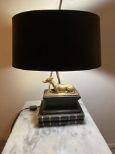 Chapman 1973 Sculptural Greyhound Whippet Dog Library Book Table Lamp picture