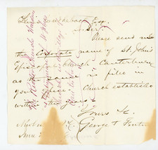 1868 Letter Signed George + Fenton St John's episcopal Church Essex NY picture