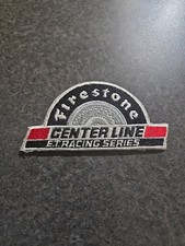 VTG FIRESTONE CENTER LINE EMBROIDERED IRON ON  PATCH .NOS. 2.5 X 5 INCH picture