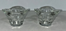 ITALIAN Crystal Clear Glass Candle Stick Holders 2 Per Set Vintage picture