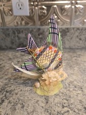 New VTG Nature Crafts 3D Handcarved Hand Painted Wood Fish Sculpture Small RARE picture