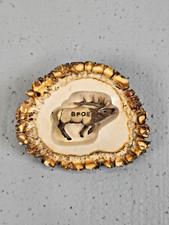 Vintage BPOE Elk Lodge Carved Elk Antler Burr Belt Buckle Fraternal Jewelry Rare picture