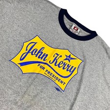 VTG 2004 John Kerry For President Campaign Ringer T-Shirt Gray • 2XL picture