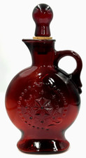 VTG Wheatonware Ruby Red Star Decanter Bottle with Cork Stopper Handle MCM 11
