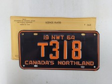 1964 Northwest Territories  License Plate Tag T 318 picture