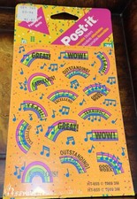 Vintage 93 POST IT 3M Neon Bright  STICKERS Exclamation Words Teachers Made USA picture