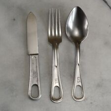 US MILITARY MESS KIT Silverware Set - Knife, Fork and Spoon Vintage picture