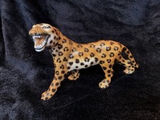 Rare 1950 Leopard Italian Ceramic Figurine. Hand painted. picture
