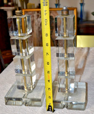 qty 2 c1960s Modernist Stacked Lucite Acrylic Block Table Lamps for restoration picture