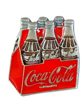 1996 Coca-Cola Coke Bottle 6-Pack Embossed Pewter? Lapel Pin NOS New picture