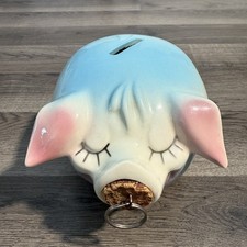 1957 Hull Pottery Company Corky Piggy Bank Rare USA Pottery PINK picture