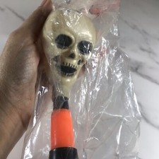 VINTAGE FUN WORLD HALLOWEEN SPOOKY SKULL HORN NOISEMAKER IN ORIGINAL PACKAGING picture