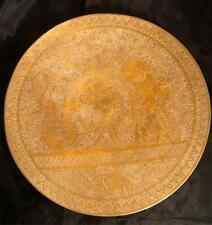 Gold Dragon Engraved Wayang Golek Shadow Bali Java  Puppet Brass Plate 12” 1910 picture