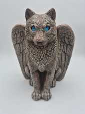 Windstone Editions Winged Spirit Wolf Candle Statue Pena Gargoyle Vintage 2000s picture