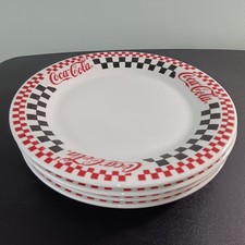 Set Of 4 Vtg. Retro  Coca-Cola Black/Red Checkered 10 1/2