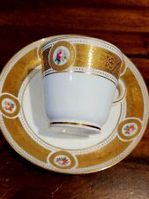 ANTIQUE MINTONS CUP AND SAUCER ROSES GOLD GILT- Jeweled picture