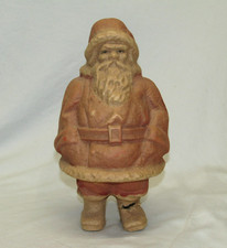 Germany Antique Pressed Cardboard Santa Vintage Pulp Christmas Ornament 1930's picture