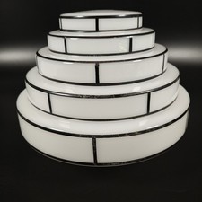 Art Deco Macbeth-Evans Wedding Cake 5 Tier Black Stripe Monax Glass Globe picture