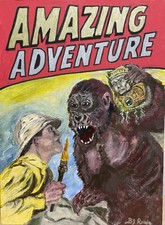 ORIGINAL OIL PAINTING PULP ART COMIC VINTAGE STYLE – AMAZING ADVENTURE picture