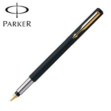 Parker Vector Matte Black GT Fountain Blue Ink Pen Gold Plated Nib New Gold Trim picture