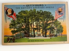1941 Civil War Gettysburg Postcard High Water Mark Linen Gen Lee Meade History picture