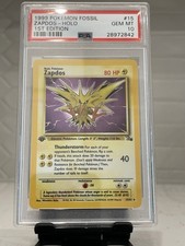1999 Pokemon Fossil 1st Edition Holo Zapdos #15 PSA 10 GEM MINT picture