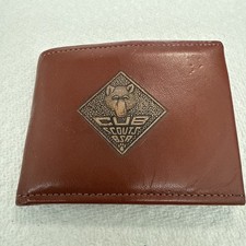 Vintage BSA Cub Scouts Leather Wallet Billfold Top Grain Cowhide Coin Pocket... picture