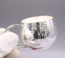 Fine 999 Pure Silver Tea Cup Handmade Small Coffe Mugs with Handle 1.97inchH picture