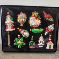 Vtg Set of 11 Christmas Glass Ornaments picture