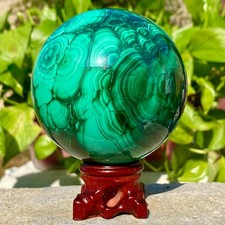 3LB  Rare Natural Malachite Quartz Hand Carved Sphere Crystal Healing picture