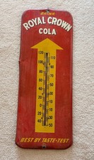VTG Royal Crown Cola RC Thermometer Sign Best By Taste Test Red Yellow Arrow picture