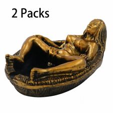2PC Artwork Bathing Statue Gothic Retro Style Resin Ashtray Butt Holder USA  picture
